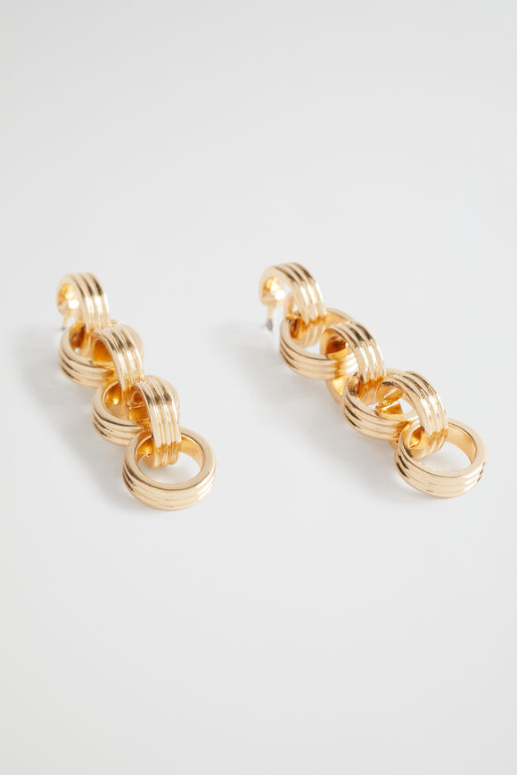 Ridged Drop Earring  Gold  hi-res