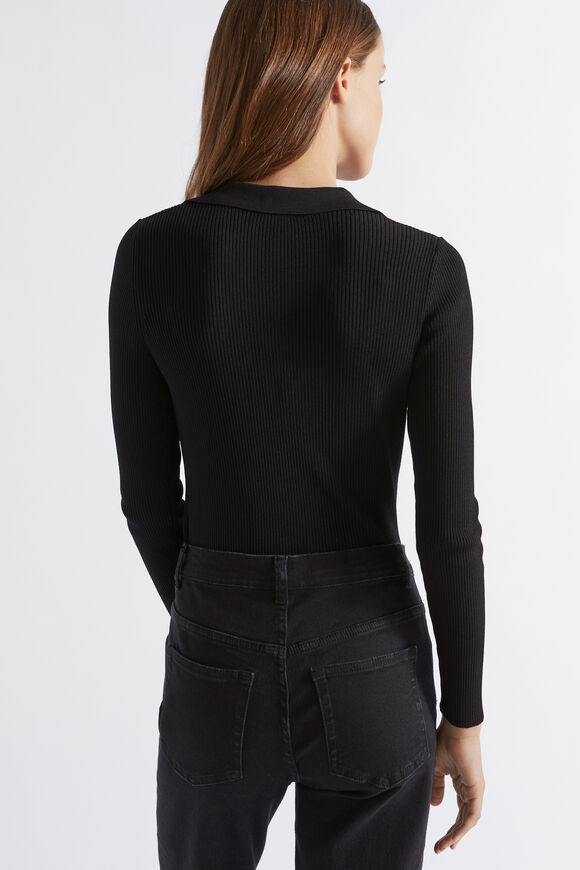Collar Rib Knit  Black  hi-res