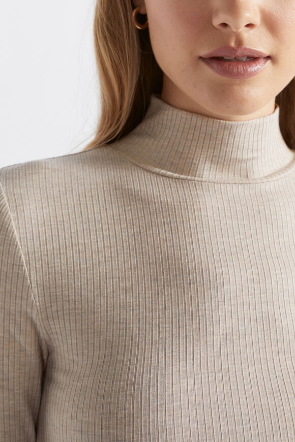 Core Rib Mock Neck Top  Light Storm Marle  hi-res
