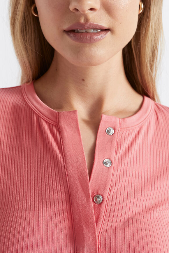 Core Rib Henley Top  Primrose  hi-res