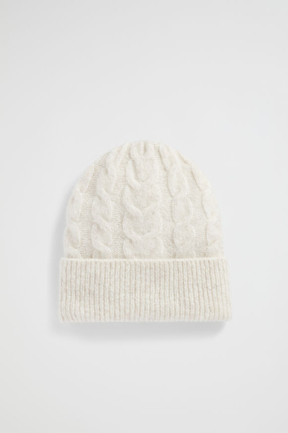 Cable Knit Beanie  Oat Marle  hi-res