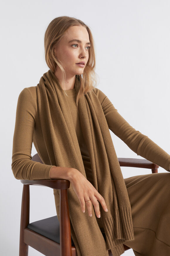 Logo Detail Wool Scarf  Deep Brass  hi-res