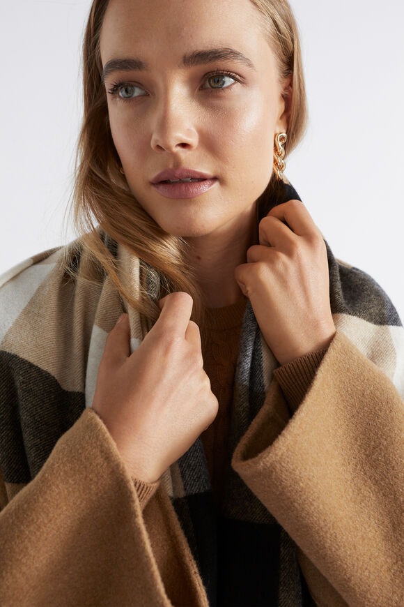 Check Tassel Scarf  Deep Brass  hi-res