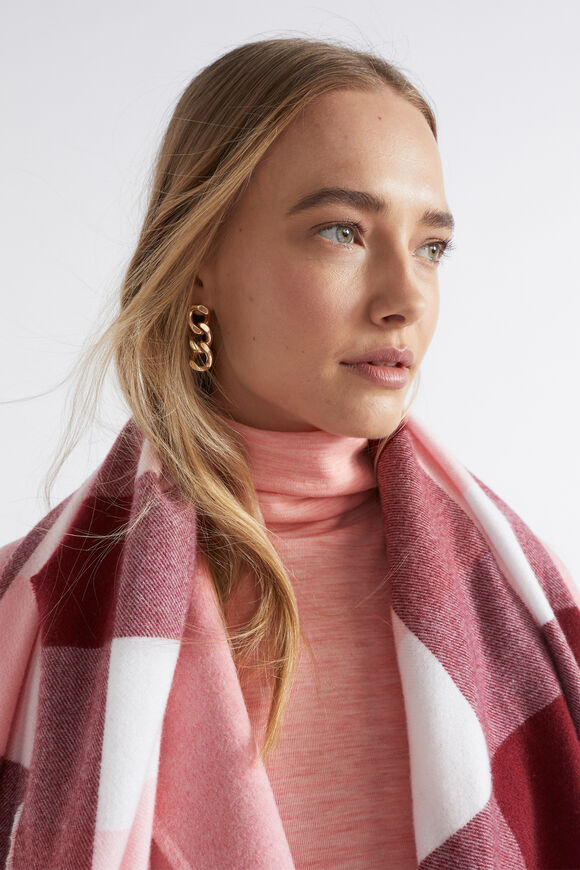 Check Tassel Scarf  Sangria  hi-res