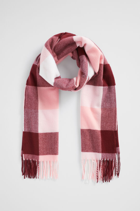 Check Tassel Scarf  Sangria  hi-res