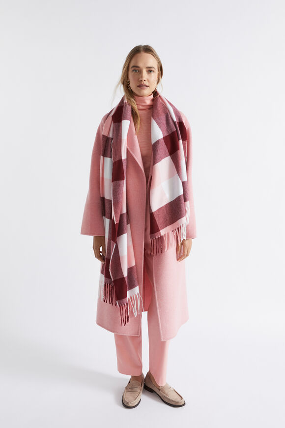 Check Tassel Scarf  Sangria  hi-res
