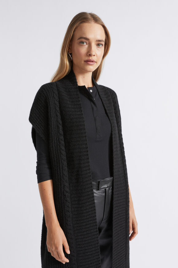 Cable Knit Gilet  Black  hi-res
