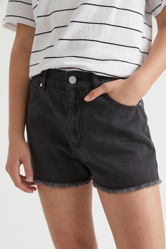 Cut Off Denim Shorts  Black Wash  hi-res