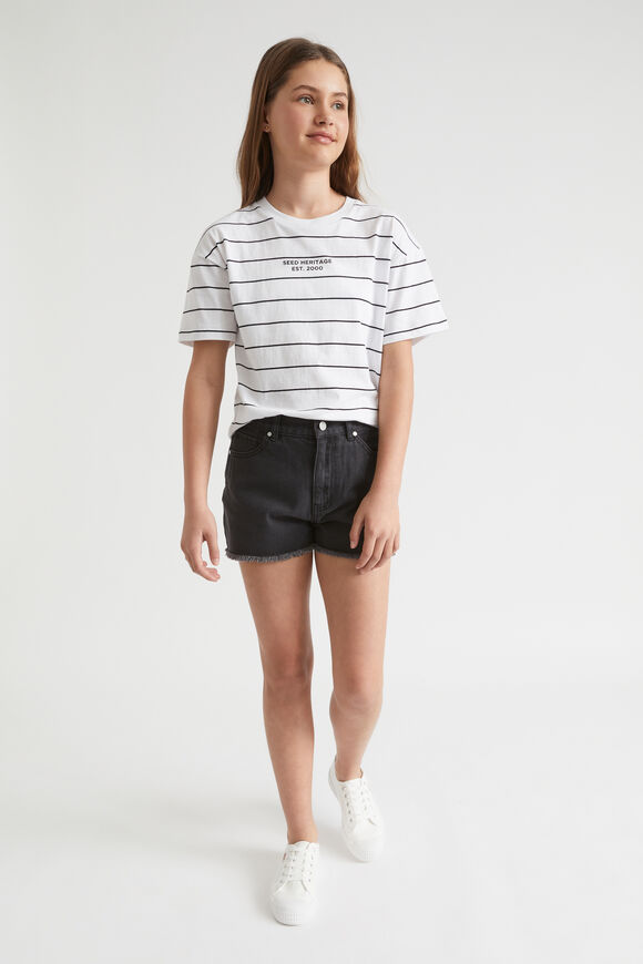 Cut Off Denim Shorts  Black Wash  hi-res
