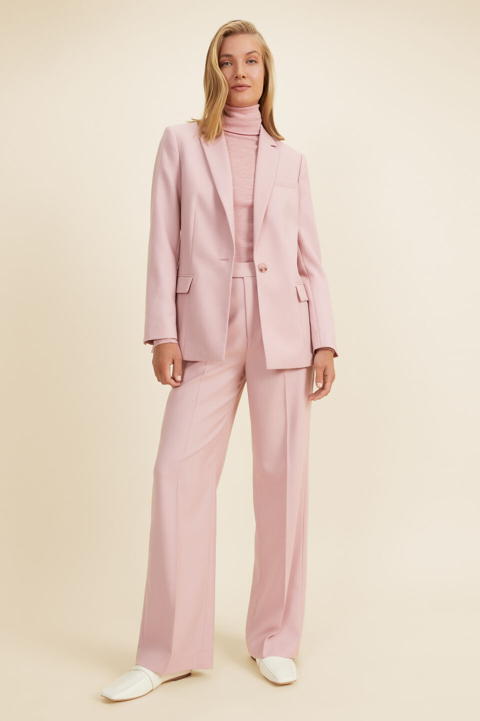 Wool Blend Wide Leg Pant   Soft Berry