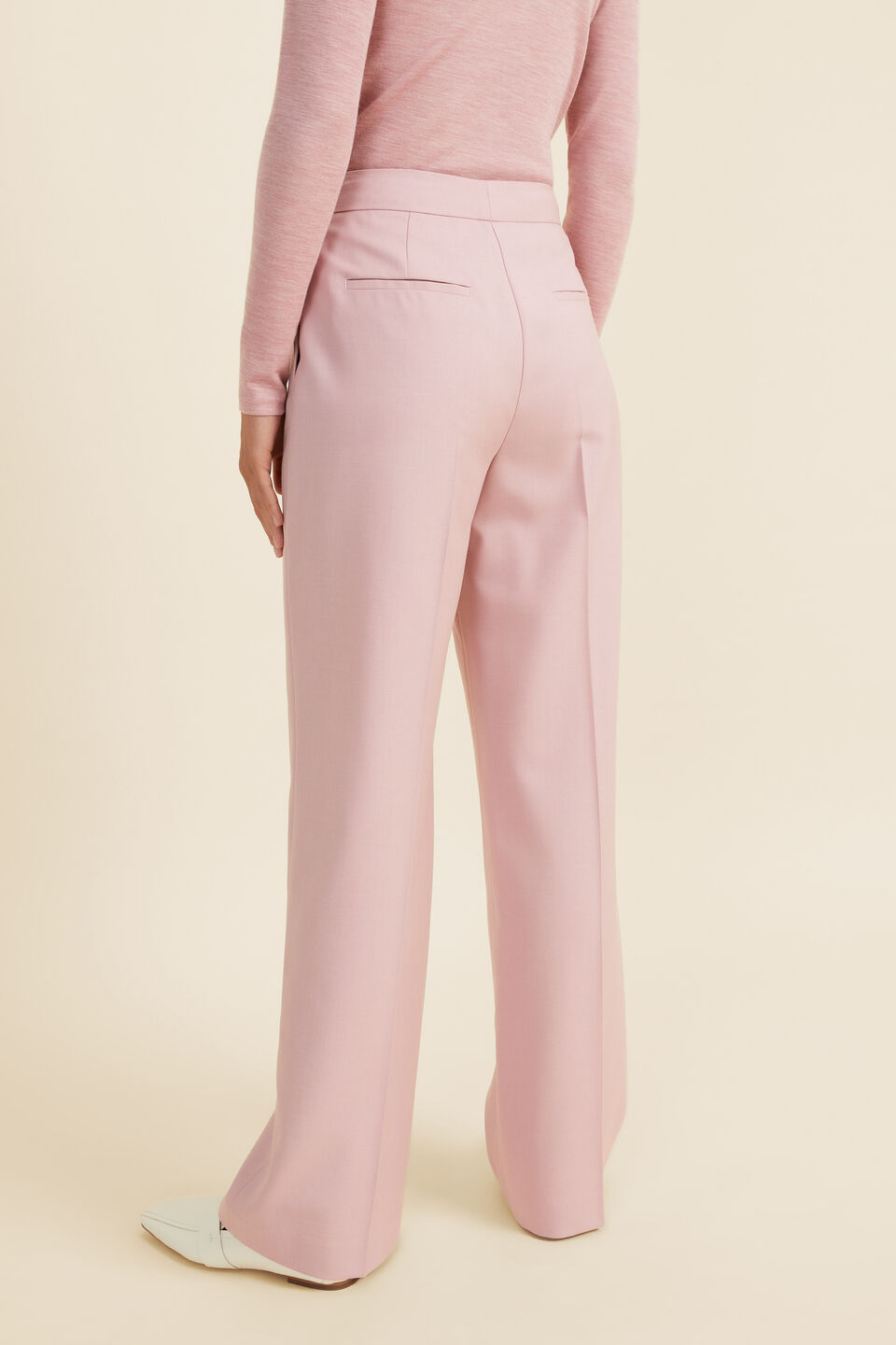 Wool Blend Wide Leg Pant   Soft Berry
