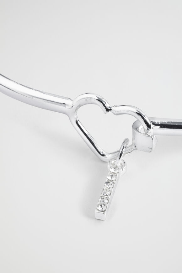 Silver Initial Bangle  I  hi-res