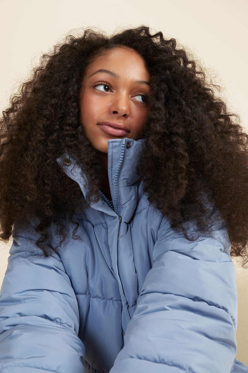Crop Puffer Jacket  Powder Blue