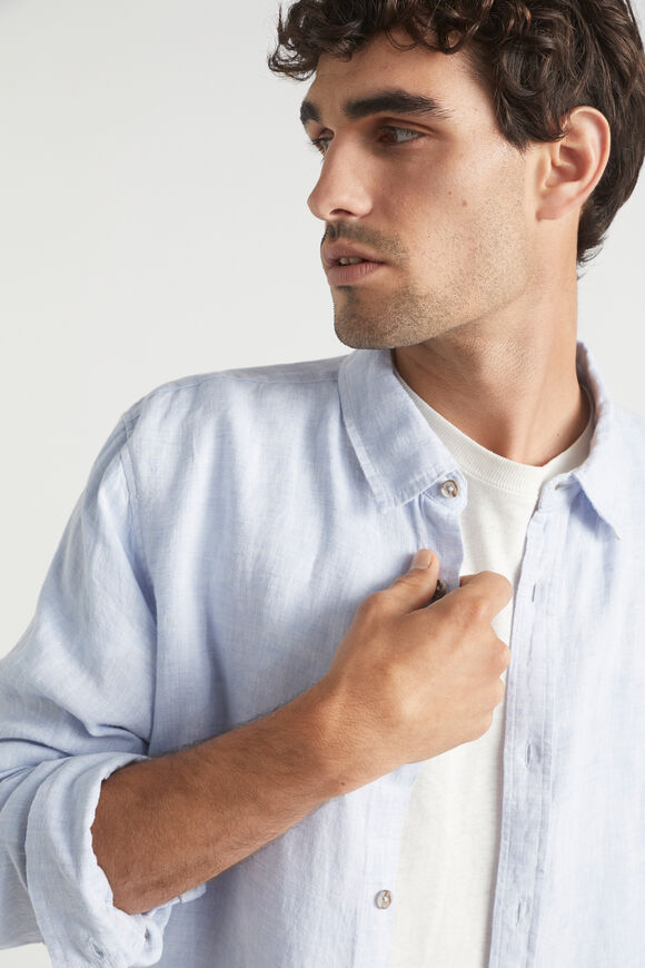 Mens Linen Shirt  Powder Blue  hi-res