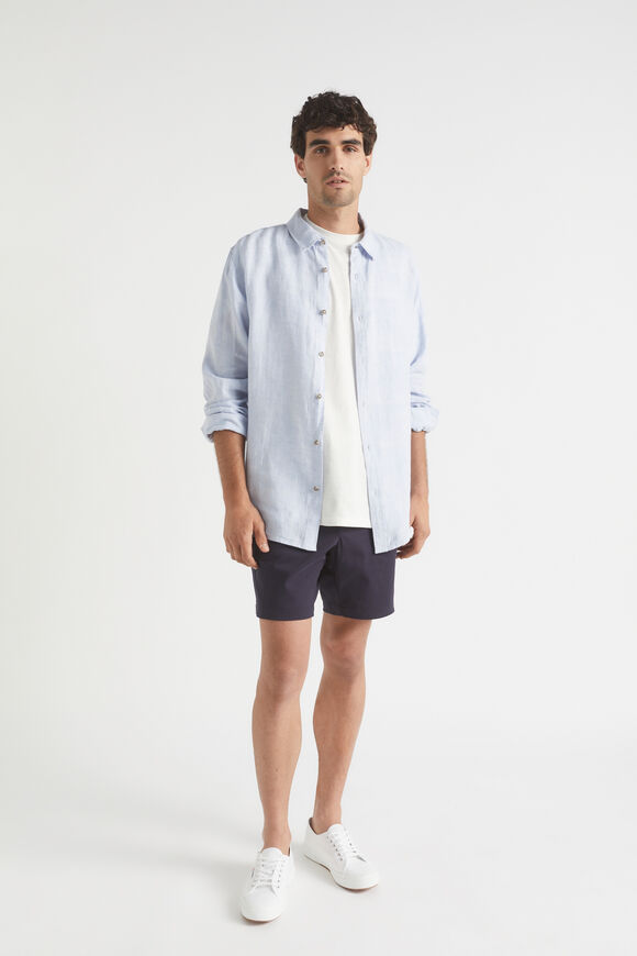 Mens Linen Shirt  Powder Blue  hi-res
