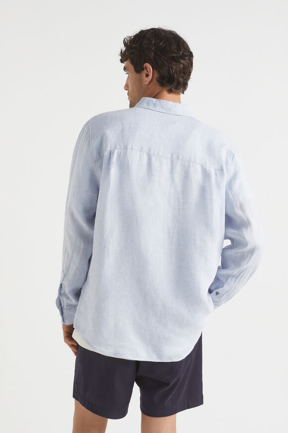 Mens Linen Shirt  Powder Blue  hi-res