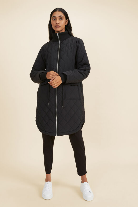 Relaxed Diamond Puffer Jacket  Black  hi-res