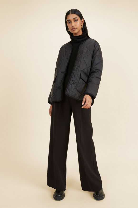 Oversized Quilted Jacket  Black  hi-res
