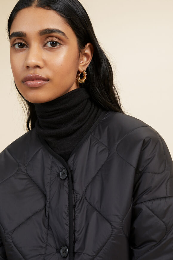 Oversized Quilted Jacket  Black  hi-res