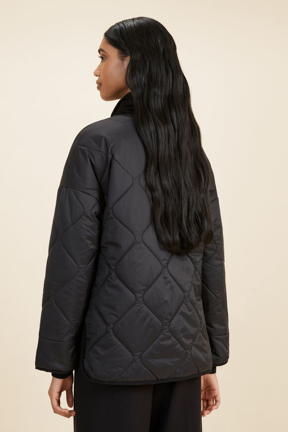 Oversized Quilted Jacket  Black  hi-res