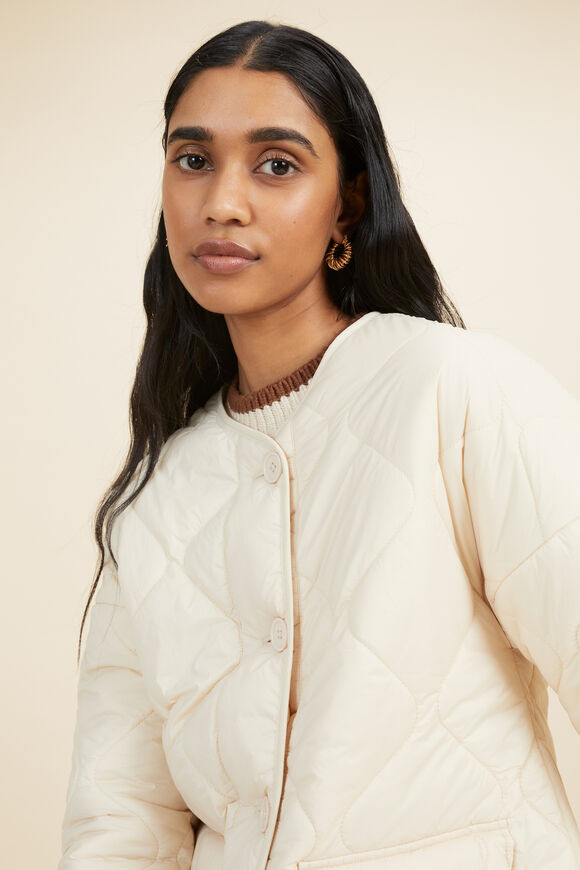 Oversized Quilted Jacket  Pebble Cream  hi-res