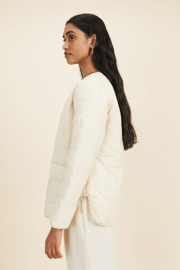 Oversized Quilted Jacket  Pebble Cream  hi-res