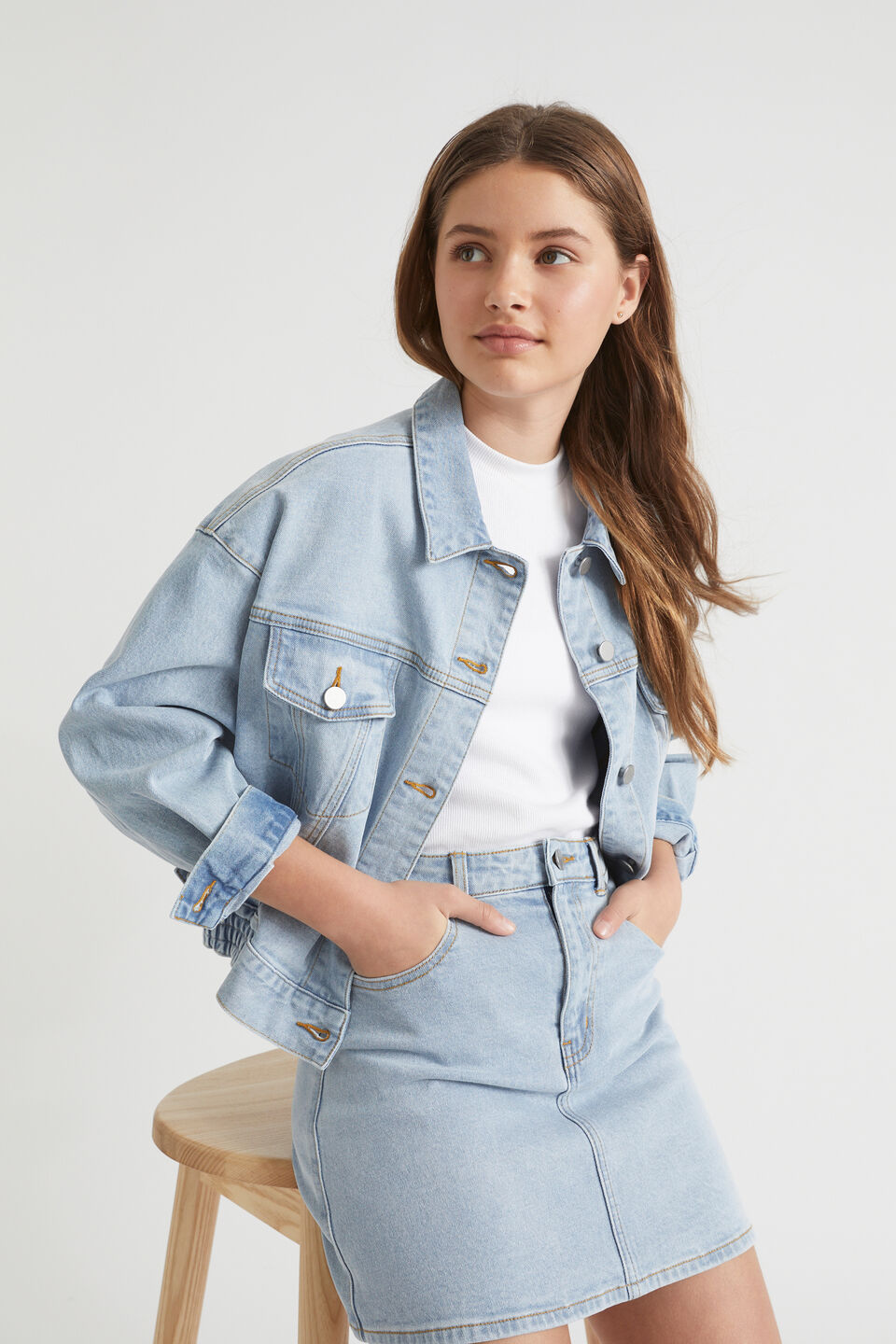 Retro Denim Jacket  Bleach Wash