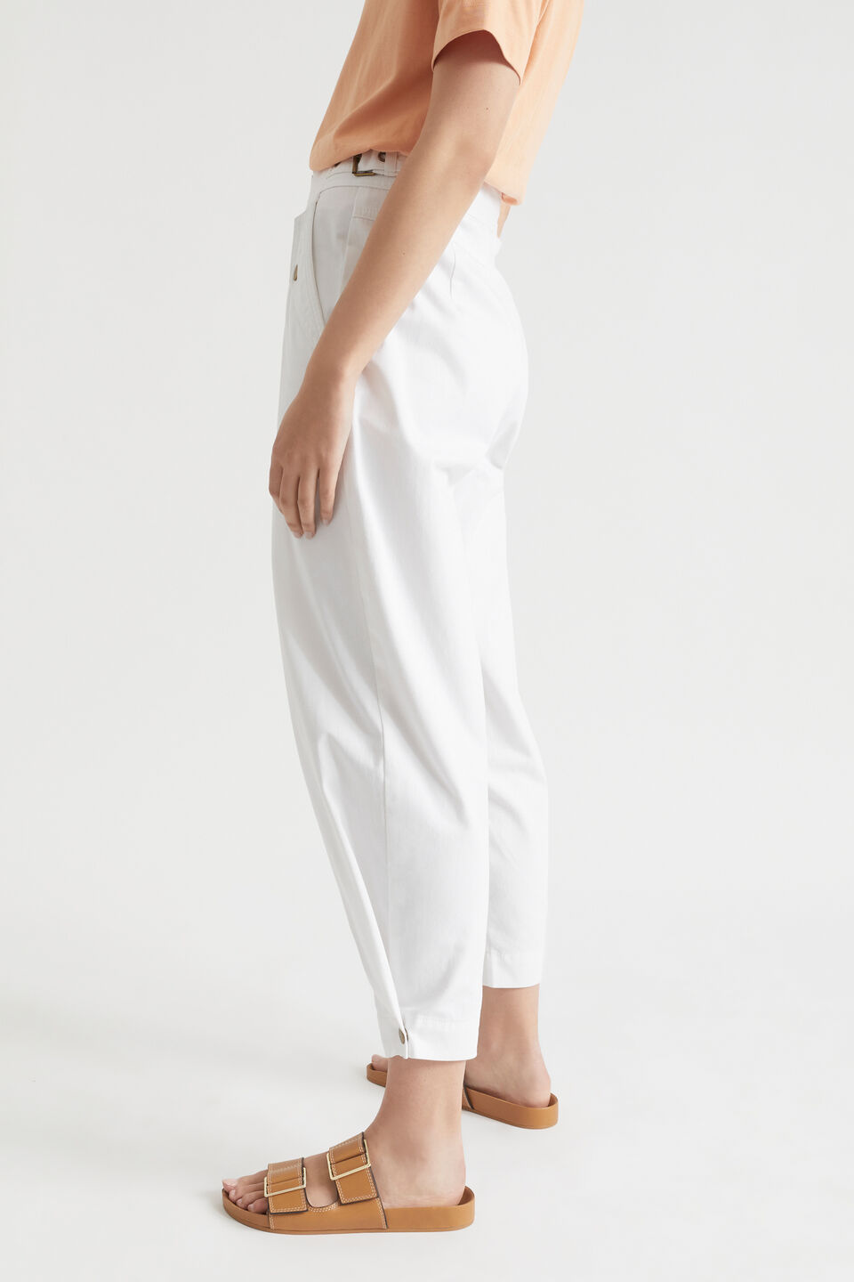High Waist Buckle Pant  Whisper White