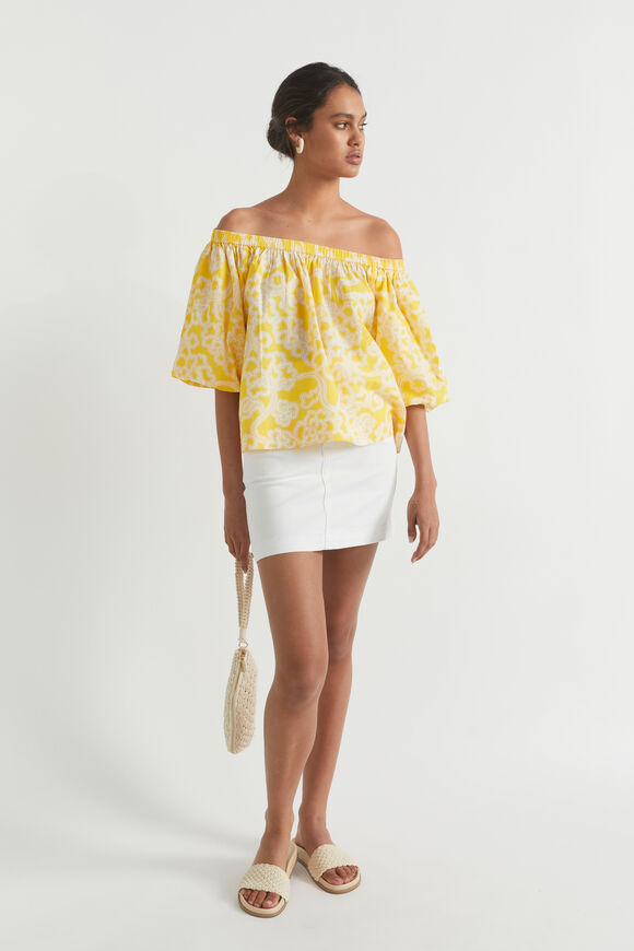 Floral Elasticated Top  Gold Amber Floral  hi-res