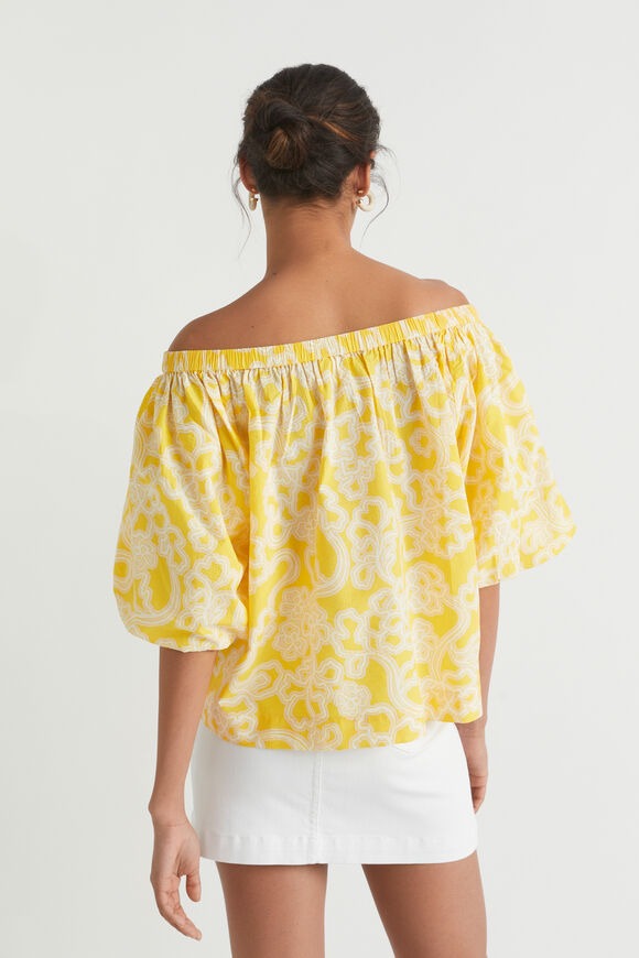 Floral Elasticated Top  Gold Amber Floral  hi-res