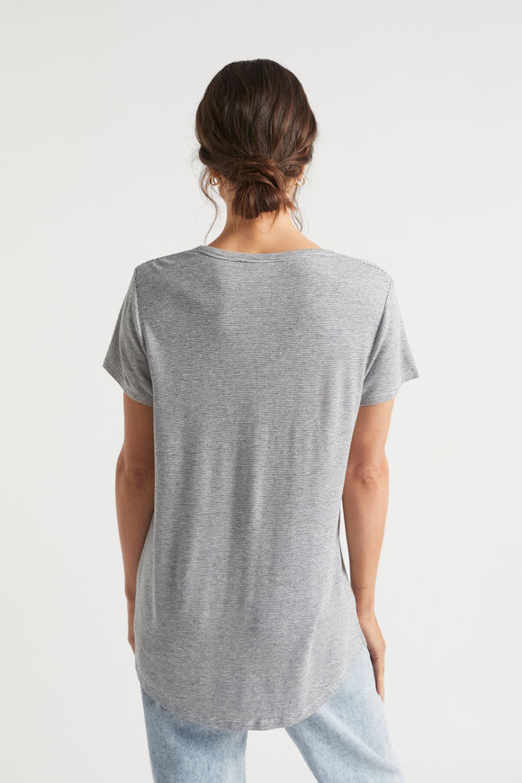 Linen Blend Stripe Tee  Deep Navy Stripe  hi-res