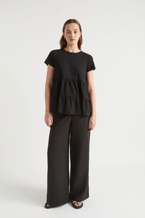Tiered Jersey Slub Tee  Black  hi-res