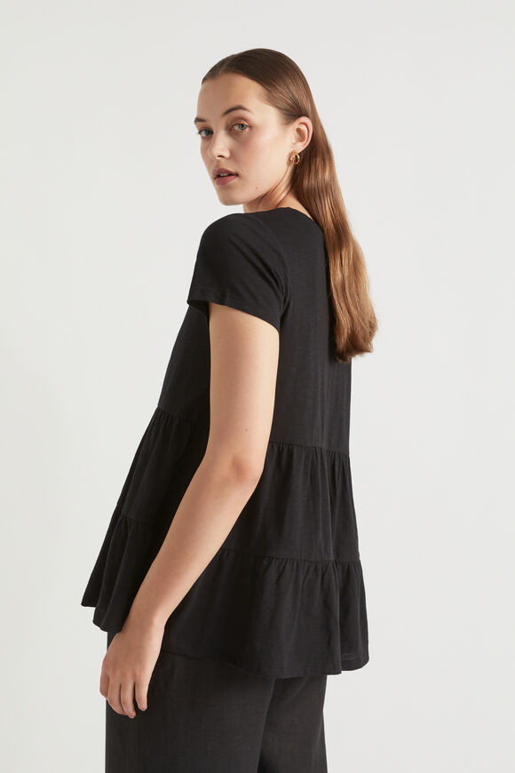 Tiered Jersey Slub Tee  Black  hi-res