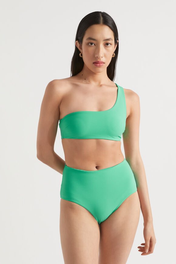 Rib One Shoulder Bikini  Jade Green  hi-res