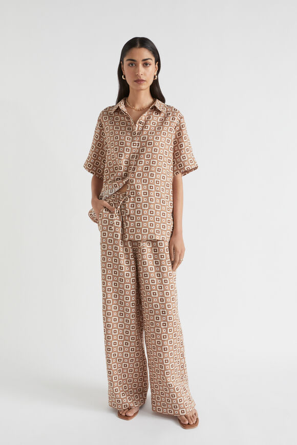 Floral Geo Shirt  Auburn Brown Retro  hi-res