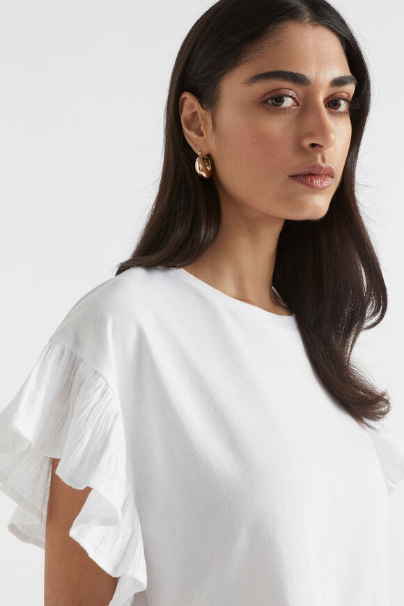Textured Trim Flutter Tee  Whisper White  hi-res