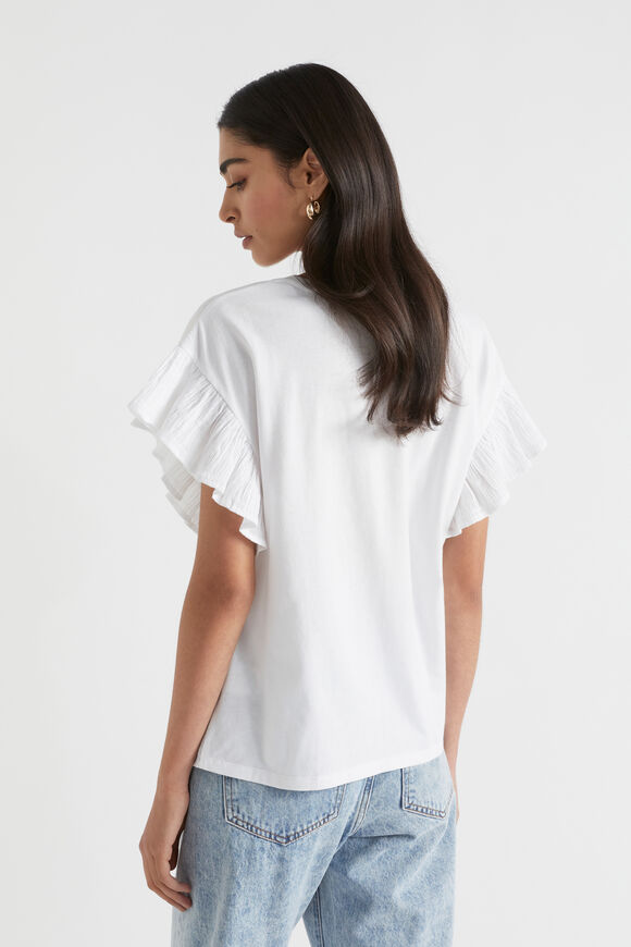 Textured Trim Flutter Tee  Whisper White  hi-res