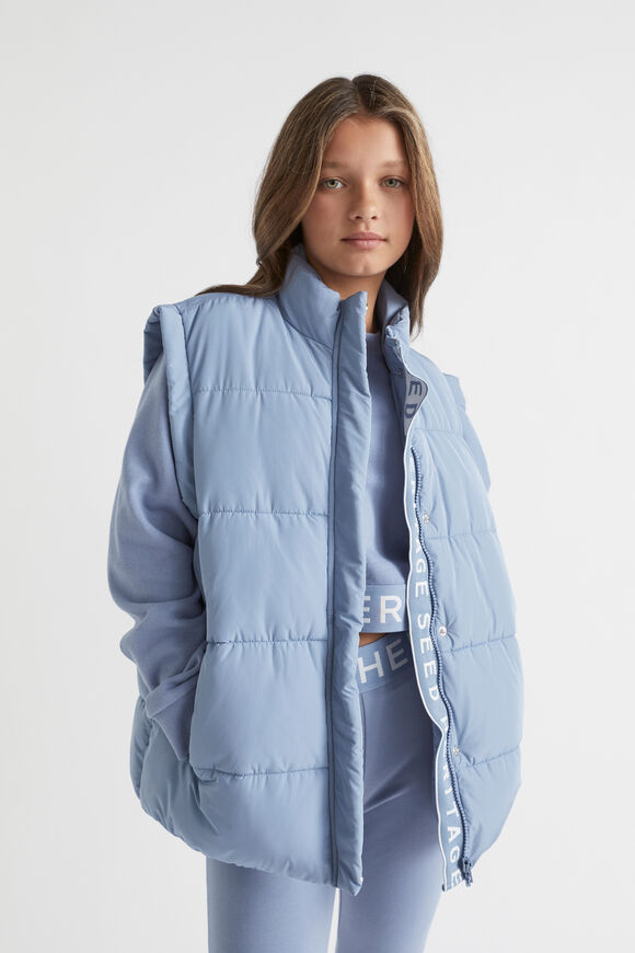 Oversized Puffa Vest  Powder Blue  hi-res