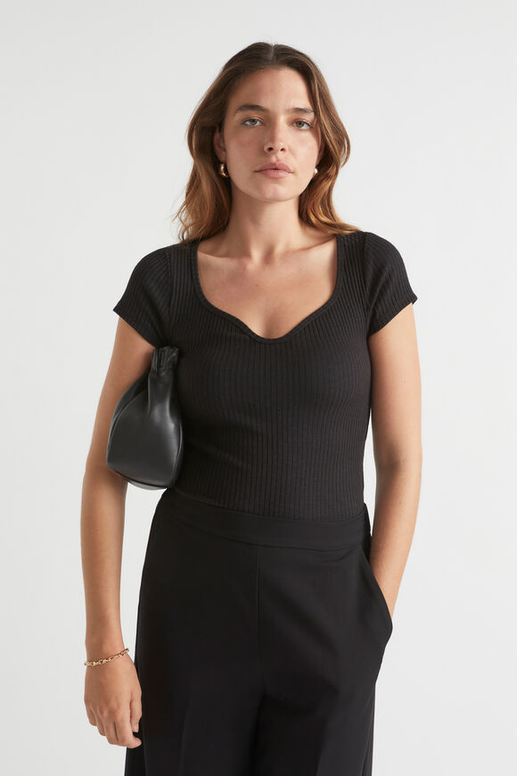 Ribbed Sweetheart Tee  Black  hi-res