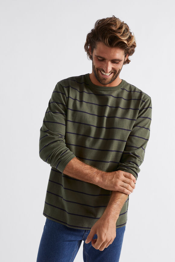 Stripe Tee  Dark Khaki  hi-res
