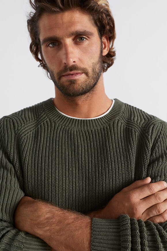 Raglan Knit Sweater  Dark Khaki  hi-res