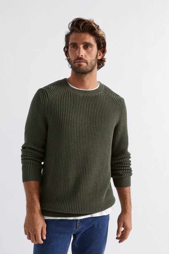 Raglan Knit Sweater  Dark Khaki  hi-res