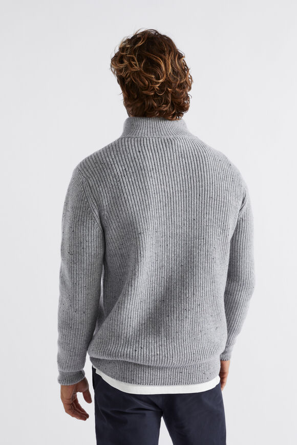 Zip Knit Sweater  Grey Marle  hi-res