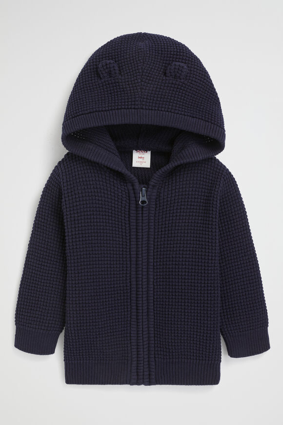 Waffle Zip Knit  Midnight Blue  hi-res