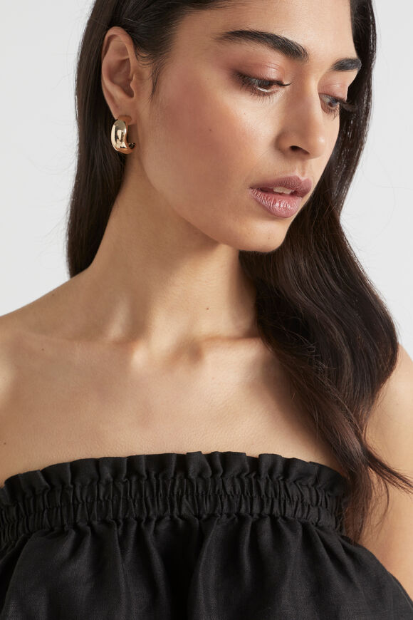 Linen Strapless Top  Black  hi-res