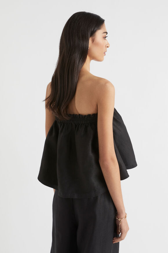 Linen Strapless Top  Black  hi-res