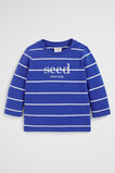 Core Logo Rugby Tee  True Cobalt Stripe  hi-res