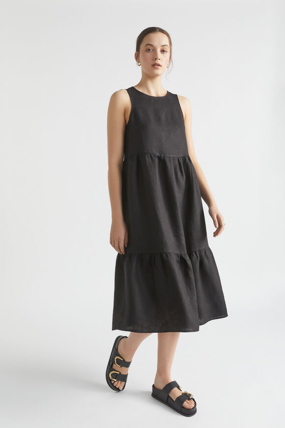 Core Linen Midi Dress  Black  hi-res