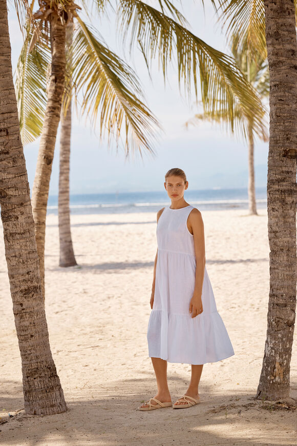Core Linen Midi Dress  Whisper White  hi-res