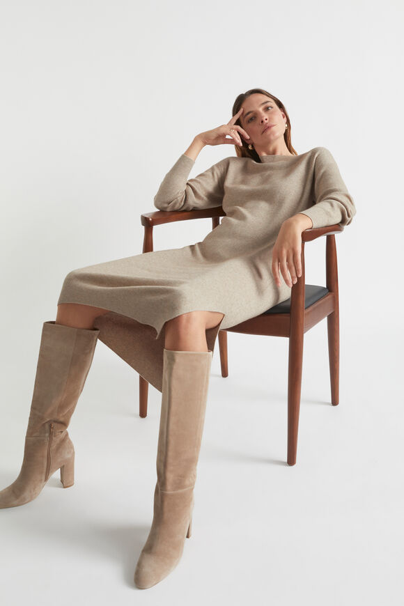Side Split Knit Dress  Light Storm Marle  hi-res
